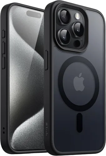 Vista 18 de JETech - Carcasa magnética mate para iPhone 15, color negro Compatible con MagSafe, parte trasera mate translúcida, protección delgada a prueba