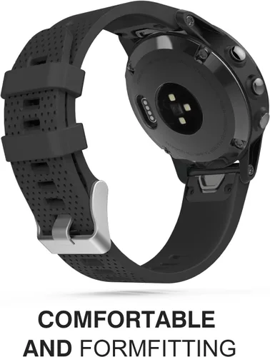 Vista 3 de MoKo Band Compatible with Garmin Fenix 7S & 6S, Soft Silicone Replacement Watch Band Strap Negro