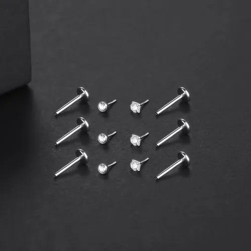 Vista 4 de LOKFF 6PCS 20G 18G 16G Threadless Push in Labret Stud for Lip Nose Ear 681012mm Threadless Earring Labret Stainless Steel Tragus Helix Cartilage