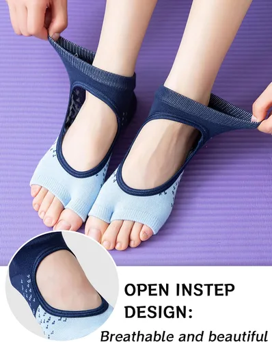 Vista 3 de AIEOE 24 pares de calcetines de yoga antideslizantes para mujer, calcetines de silicona con puntos, calcetines de pilates con agarre para yoga