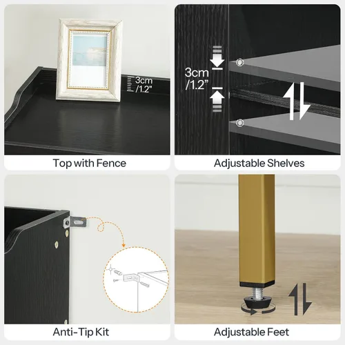 Vista 8 de HOOBRO Gabinete para zapatos, organizador de zapatos de 5 niveles con puertas, armario de madera para zapatos para entrada, armario independiente