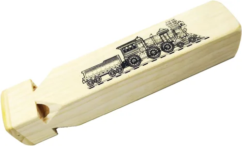 Vista 2 de 8 piezas de juguete musical de silbato de tren de madera para niños (4 tonos)