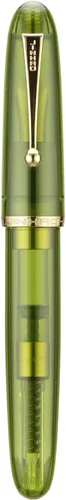 Vista 15 de Jinhao 9019 - Pluma estilográfica serie Dadao con borde dorado acrílico negro #8 punta mediana con convertidor grande para escritura, firma