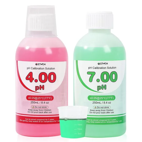 Vista 3 de Medidor de pH EC TDS para nutrientes hidropónicos de agua con solución de calibración de pH 4.00 de 8.4 oz y solución de calibración pH 7.00 de 8.4