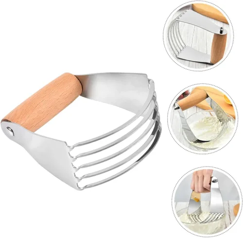 Vista 4 de Cortador de masa de acero inoxidable, licuadora de pastelería, herramienta de horneado manual para masa y mantequilla fría, utensilio de cocina