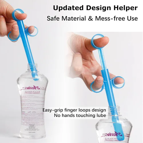 Vista 2 de Jeringa aplicadora de lubricante con escalas precisas de 0.3 fl oz, disparador de lubricante anal de 6.5 pulgadas con tapa de silicona a prueba