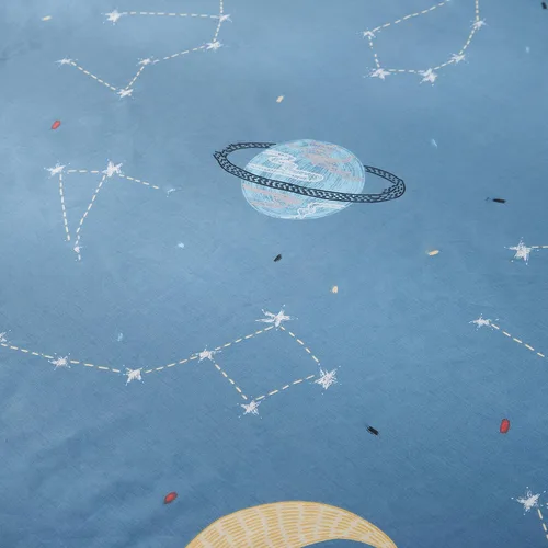 Vista 9 de FADFAY Planet Star Constellation - Juego de sábanas de 100 % algodón con estampado de luna de meteorito y universo, tamaño Queen, para niños