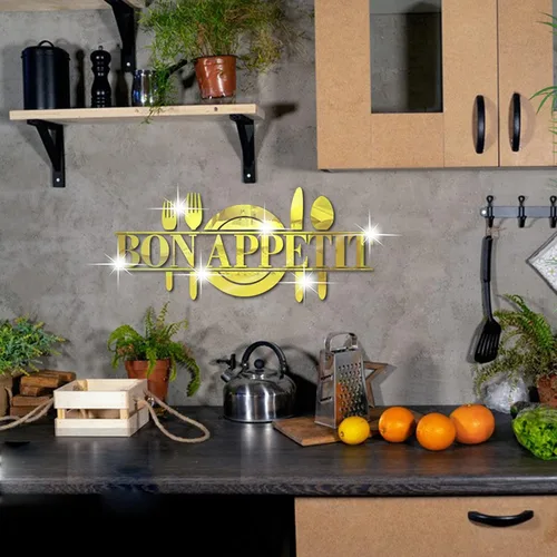 Vista 7 de Incauca Bon Appetit - Calcomanías de pared de espejo acrílico 3D para cocina, cuchara, tenedor, cuchillo, espejo, calcomanías de pared, decoración