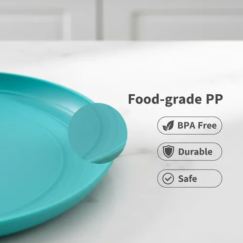 Vista 3 de AOYITE Juego de 6 platos de plástico reutilizables de 8 pulgadas, platos de plástico irrompibles, sin BPA, aptos para lavavajillas y microondas