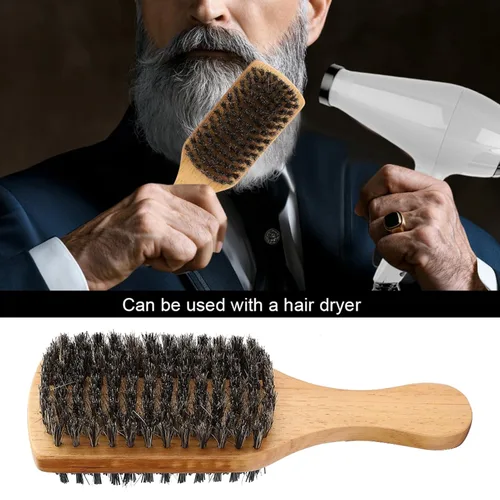 Vista 3 de Cepillo de barba de madera para bigote,Cepillo de barba de doble cara,Cepillo profesional para barba Brochas de afeitadoAccesorios de afeitado