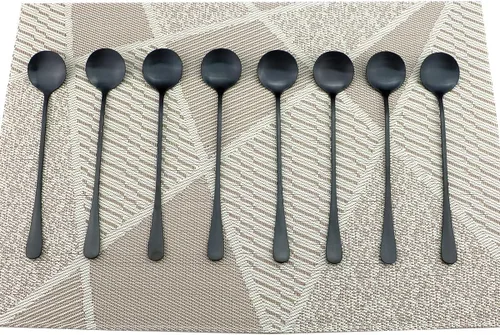 Vista 10 de Juego de cubiertos de lujo de acero inoxidable 18/10, 7 piezas, color negro mate, cuchara y tenedor con popote para vasos Yeti de 20 30 onzas, RTIC