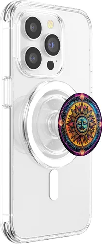 Vista 3 de Retro Synthwave Celestial Sun Decor classic Anime 80s Print PopSockets MagSafe PopGrip for iPhone
