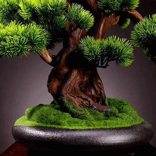 Vista 4 de Árbol bonsái artificial, árbol bonsái artificial, adorno de planta en maceta, simulación de bonsái, planta verde, decoración de plantas artificiales