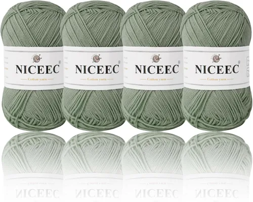Vista 60 de NICEEC 4 madejas de hilo de algodón suave para bebé, 4 capas, manualidades DIY, peso fingering, hilo para manta para ganchillo y tejido, total 700