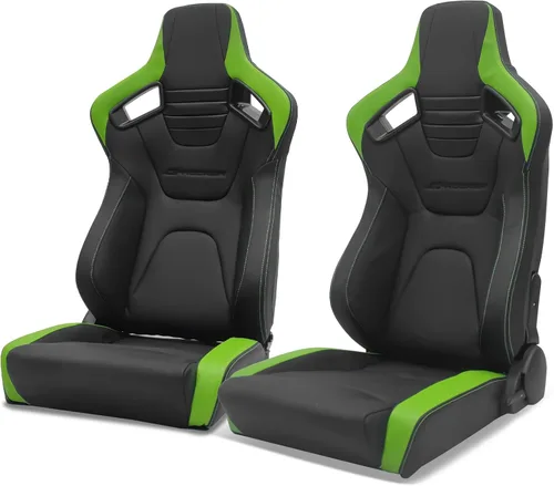 Vista 14 de IKON MOTORSPORTS, Asiento universal de carreras PU + cuero de carbono + gamuza, con deslizadores dobles, asiento deportivo reclinable negro