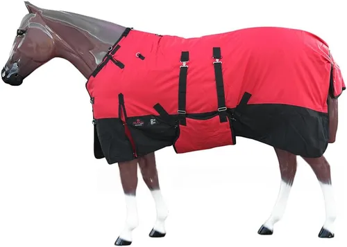 Vista 8 de HILASON Manta de Caballo de Poly Impermeable de Invierno 1200D con Envolvente de Vientre Mantas de Exterior para Caballos Vino