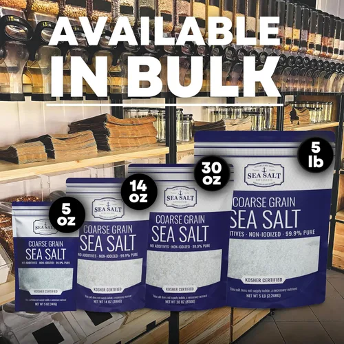 Vista 5 de Sea Salt Superstore Sal marina gruesa para recambio de molinillo, grano grueso kosher, sal baja sin refinar no yodada para cocinar, rica