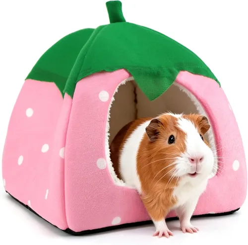 Vista 14 de Cama de conejillo de indias, casa de conejo enano, accesorios para cueva, acogedor escondite para conejito, erizo, hurón, chinchilla y otros Rosa