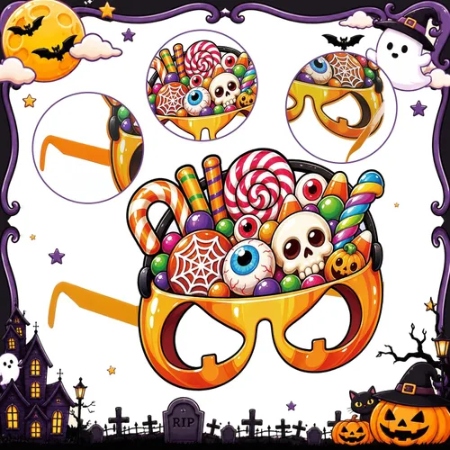 Vista 3 de Vinsot Paquete de 32 divertidos vasos de papel de Halloween para decoración