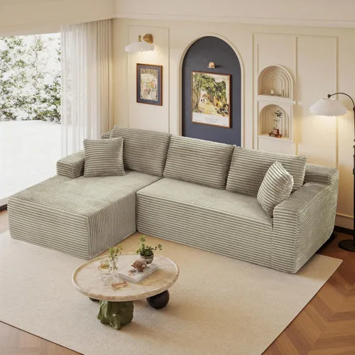Vista 48 de Sofás seccionales de 105" para sala de estar, sofá cloud con forma de L tapizado, sofás modulares sin estructura rígida, sofá seccional moderno