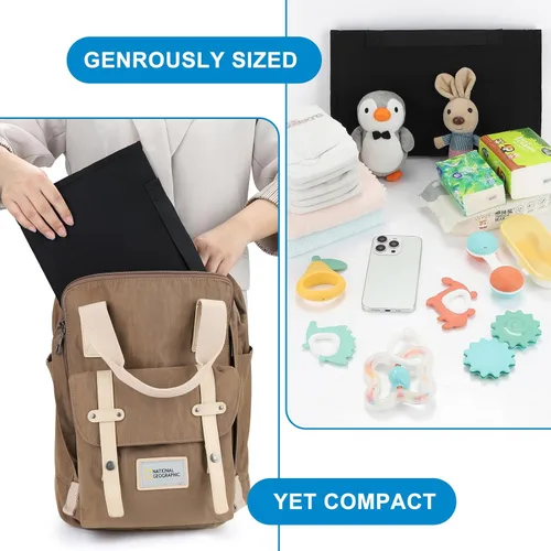 Vista 4 de Accmor Cambiador de pañales portátil, cambiador de bebé impermeable, cambiador de pañales para bebés, para viajes, negro