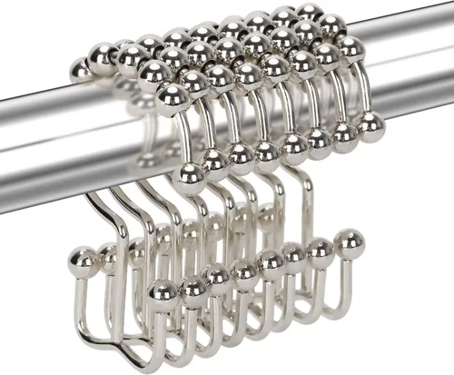 Vista 13 de Ganchos bohemios para cortina de ducha, anillos para decoración de baño, 12 piezas náuticas decorativas de acero inoxidable negro, resistentes a