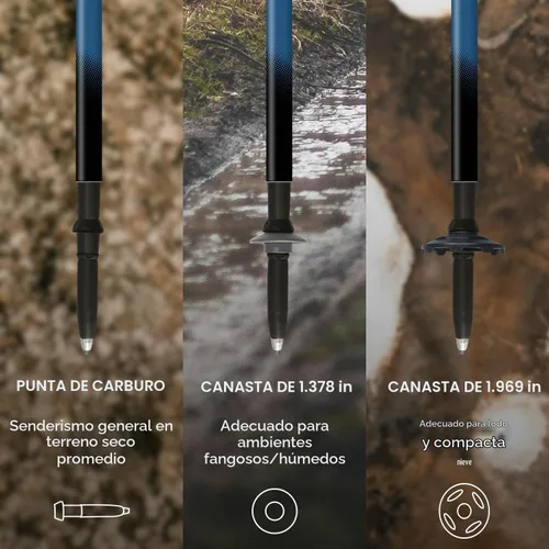 Vista 5 de Fizan 3 bastones de senderismo compactos: ultraligeros de 5.6 onzas, para mochileros, bastones de senderismo, ajustables, plegables, ajuste Corcho