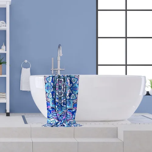 Vista 4 de LIVILAN Toalla de playa de microfibra con mandala, 30x60 de gran tamaño, diseño bohemio, suave, de secado rápido, súper absorbente, delgada