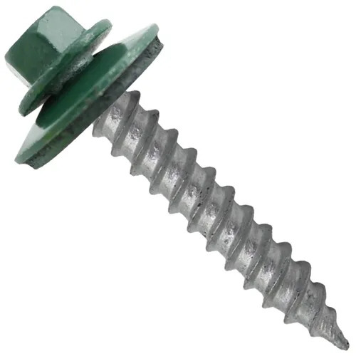 Vista 156 de 12 tornillos para techos de metal gris ABC de 1-1/2 pulgadas, cabezal de arandela hexagonal, arranque automático/roscado, arandela EPDM. 1 bolsa