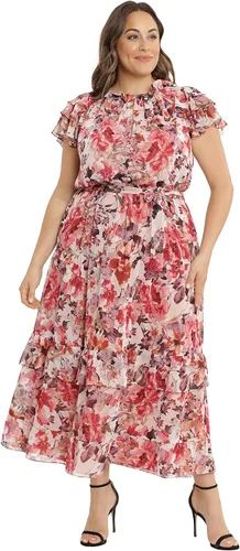 Vista 4 de Maggy London Vestido largo de manga raglán con volantes en capas para mujer