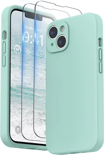 Vista 32 de SURPHY Compatible con iPhone 14 Funda con protector de pantalla (protección para la cámara y forro de microfibra suave) Funda de silicona líquida