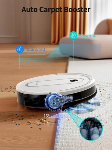 Vista 7 de Robot aspirador y trapeador – Potente succión de 4000 Pa, control de aplicación/Alexa, solución de limpieza 3 en 1 con carga automática, perfecta