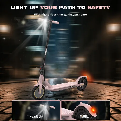 Vista 8 de WERHY Scooter eléctrico, motor de 500 W/350 W, neumáticos sólidos de 8.5 Rosa