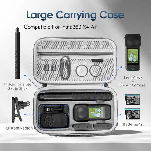 Vista 2 de STARTRC VCR Funda de transporte para insta360 x 4 protector de lente de aire, bolsa de almacenamiento, cubierta protectora de viaje rígida