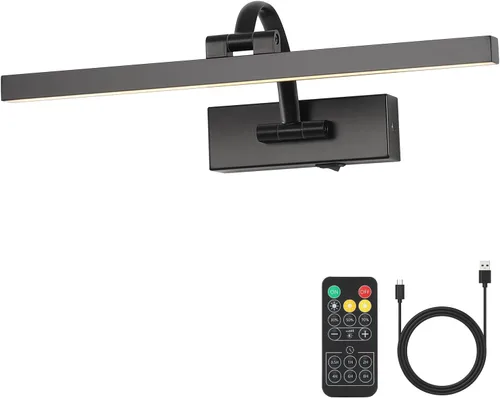 Vista 11 de DESOOP Luces de imagen para pared, funciona con pilas, iluminación artística de latón inalámbrica para pinturas, luces recargables de galería