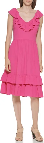 Vista 2 de Calvin Klein Vestido sin mangas con volantes plisados laterales para mujer