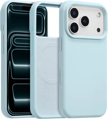 Vista 448 de Funda magnética de silicona para iPhone 13 Pro, color blanco antiguo [Compatible con Magsafe] [Forro de microfibra suave antiarañazos], funda