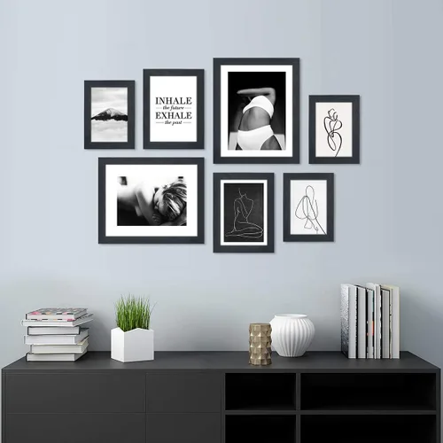 Vista 3 de Q.Hou Marco de Fotos de 8x10 Marcos de Fotos Negros Paquete de 4 con Vidrio de Alta Definición para Mesa o Decoración de Pared (QH-PF8X10-BK)