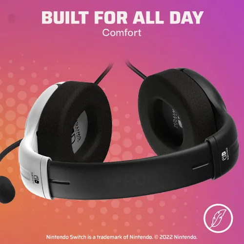 Vista 3 de PDP Gaming LVL40 Stereo Headset with Mic for Switch OLED - Noise Cancelling Microphone - Black White - Nintendo Switch
