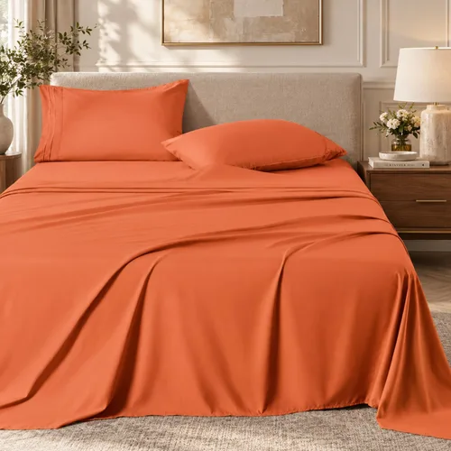 Vista 33 de ROSE&RISY Juego de sábanas tamaño King color lavanda claro, juego de sábanas suaves de 4 piezas, transpirable y refrescante, incluye 1 sábana 11