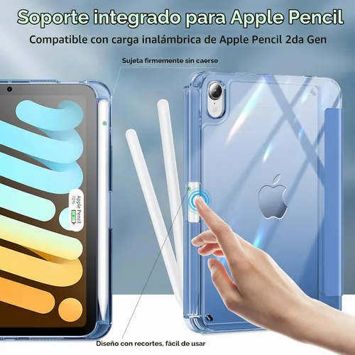 Vista 5 de INFILAND Funda para iPad mini 7, iPad mini 7ª (A17 Pro)/6ª generación de 8.3 pulgadas 2024/2021, parte trasera transparente y funda protectora