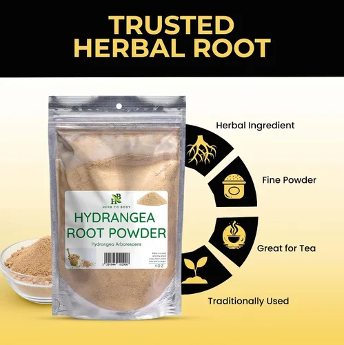 Vista 2 de Herb To Body Polvo de raíz de hortensia Hydrangea Arborescens Wildcrafted 4oz