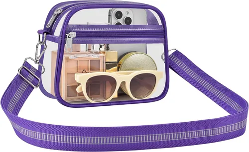Vista 37 de Bolsa transparente para eventos de estadio, bolsa transparente para mujer, bolsa cruzada, correa de hombro ajustable para conciertos, deportes