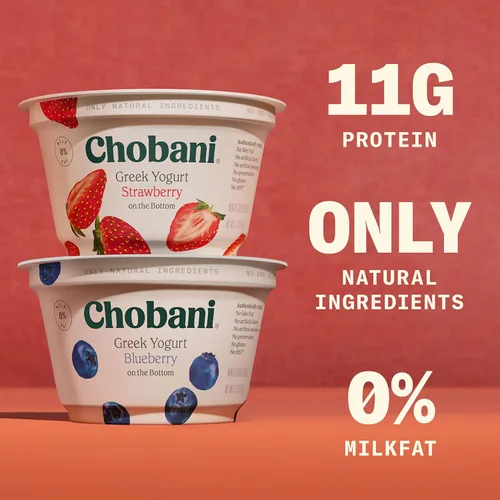 Vista 5 de Chobani yogur griego sin grasa, Colchón de frutillas 5.3 onzas