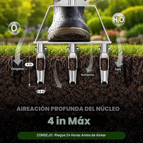 Vista 6 de Lawn Aerator Tool with Non-Clogging Hollow Tines for Clay Soil - Yellow