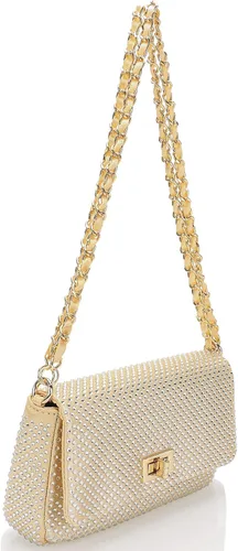 Vista 2 de Dexmay - Bolso clásico de cristal con solapa para fiesta, bolso de mano con diamantes de imitación