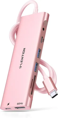 Vista 16 de LENTION 5-in-1 USB-C Hub, 4 USB3.0, 60W Charging, Multiport Adapter Ideal for Work & Study, Stable Driver 3.0 Certified, Compatible with macOS