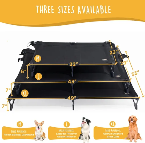 Vista 6 de CANINE CANYON Catre antideslizante mejorado, cama elevada grande para perros, catre plegable portátil para exteriores, para campamento/hogar, a