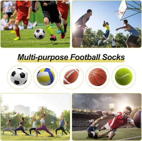 Vista 5 de Quainess Mill Calcetines de fútbol para hombre antideslizantes antideslizantes almohadillas de agarre para fútbol
