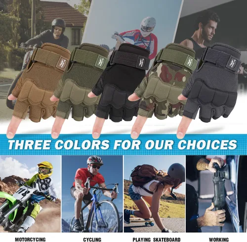 Vista 7 de FIORETTO Guantes sin dedos, guantes de medio dedo para conducir, ciclismo, tiro, caza, motocicleta, escalada, trabajo al aire libre 215801